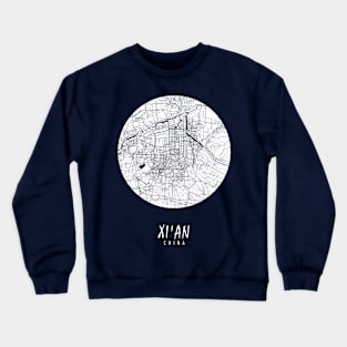 Xian, Shaanxi, China City Map - Full Moon Crewneck Sweatshirt